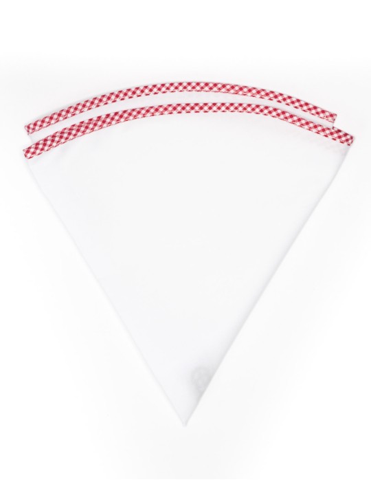White Linen/Red/White Gingham Trim Linen Pocket Circle